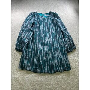 Nicole Richie Collection Women's Dress Medium Teal Gray Print